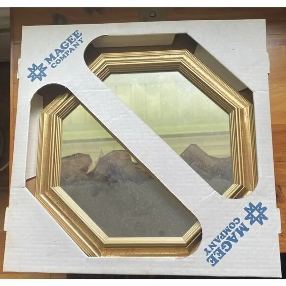Magee Company Vintage‎ Octagon Shaped Mirror In Gold 15” Set Of 2
